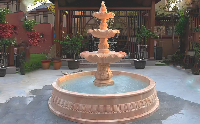 大理石層層噴泉——水韻天成，演繹自然與藝術(shù)的交響曲