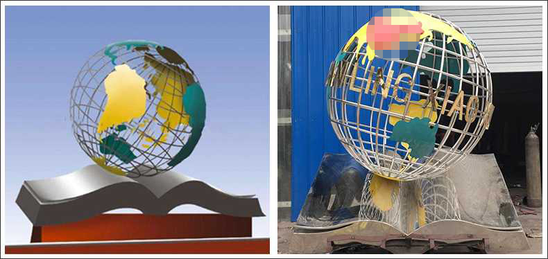 不銹鋼地球，景觀地球雕塑，學(xué)校地球儀擺件
