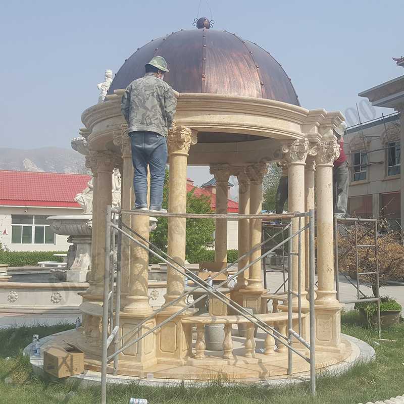 歐式大理石涼亭，石雕柱子亭子，石材景觀涼亭
