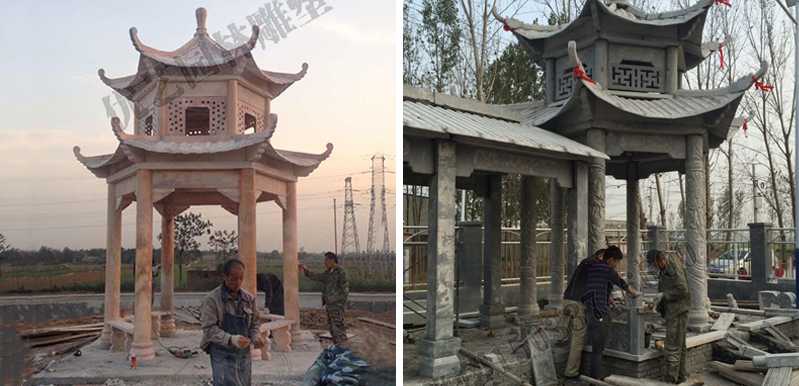 中式大理石涼亭安裝，石雕景觀亭子工廠，中式?jīng)鐾S家