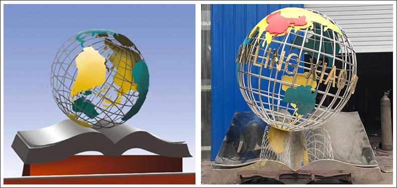 不銹鋼地球，景觀地球雕塑，學(xué)校地球儀擺件