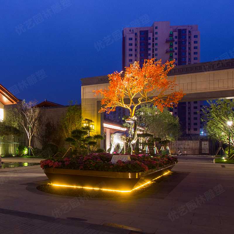 不銹鋼鹿，不銹鋼雕塑廠家，定制不銹鋼雕塑