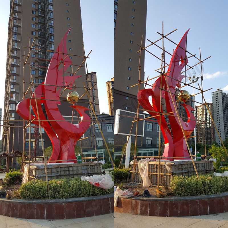 大型不銹鋼景觀雕塑，室外大型景觀雕塑，廣場不銹鋼標(biāo)志