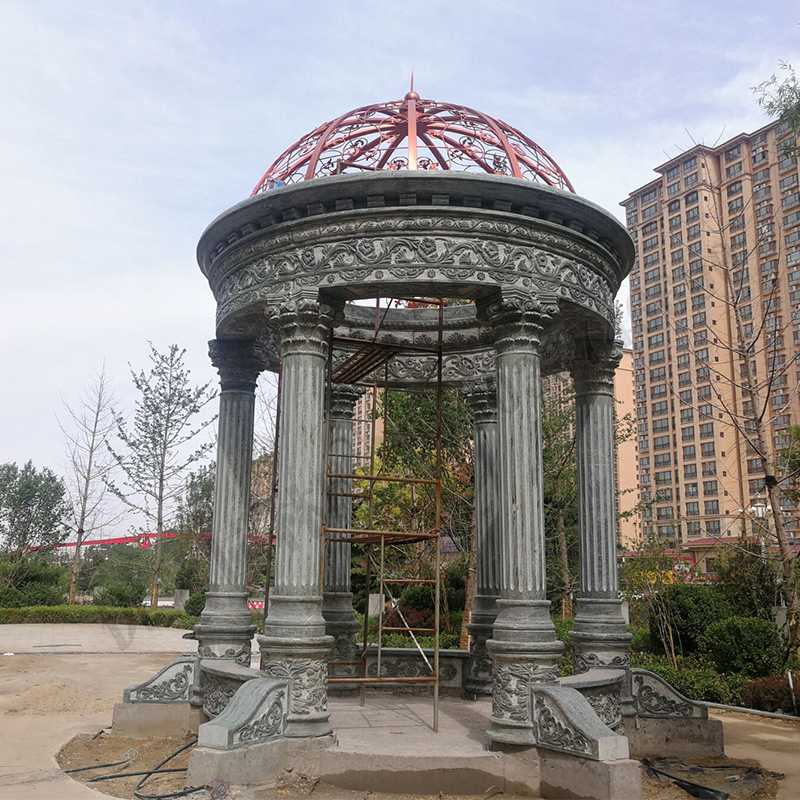 歐式景觀涼亭，小區(qū)花園休息亭子，石雕景觀亭子，綠色景觀涼亭1.jpg