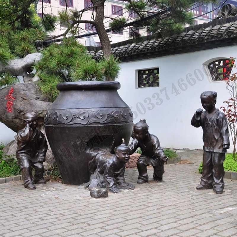 銅小孩雕塑，兒童銅雕塑